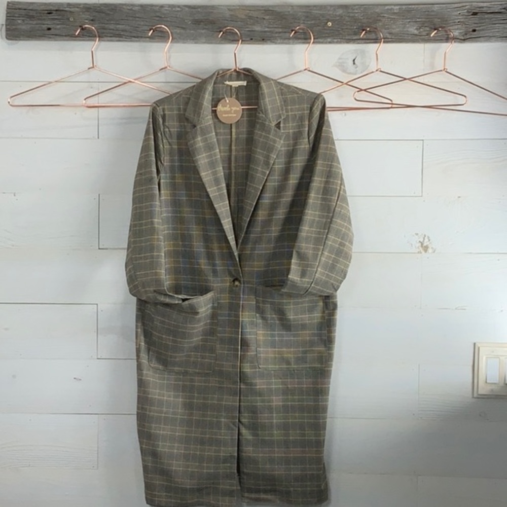 Blake Bark & Grey Plaid Single Button Blazer - Picture 3 of 6